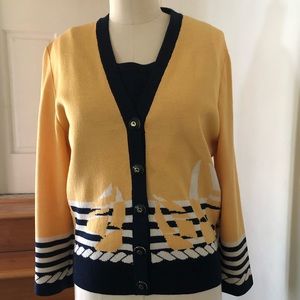 St John Collection Sweater Color Yellow Blue Size Medium